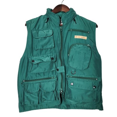 Vintage Jack Wolfskin Fishing Vest Men L Green Outdoor Hiking Gorpcore Pockets