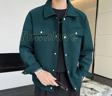 Men's New Autumn Lapel Long Sleeve Loose Jackets Youth Fashion Casual Coats Tops