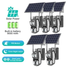 5 PACK 5G WiFi Solar Battery Powered Wireless Security Camera Outdoor 8MP PTZ