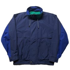 Vintage 90s London Fog Bomber Jacket Windbreaker Men’s Medium Blue Green Hooded