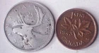Circ. Canada 1943 80% siver quarter and 1943 King George VI small cent (L@@K!)