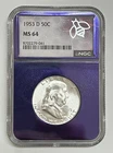 1953-D Trader Bea Franklin Silver Half Dollar Coin NGC MS64