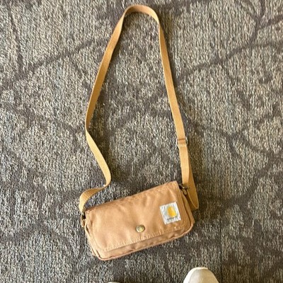 Carhartt Women's Essentials Pouch Brown Crossbody Bag Canvas Snap & Zip Closure
