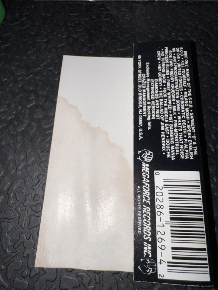 S.O.D. Stormtroopers Of Death "Speak English Or Die" Cassette Caroline Megaforce Foto 3 de 4