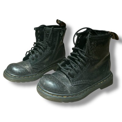 Kinder Dr Martens UK8 AW501 1460 Glitzer Reißverschluss/Schnürstiefel süß Spargle (t2