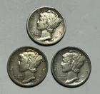 1916 VF-XF, 1918 VF AND 1920 D VF-XF MERCURY DIME