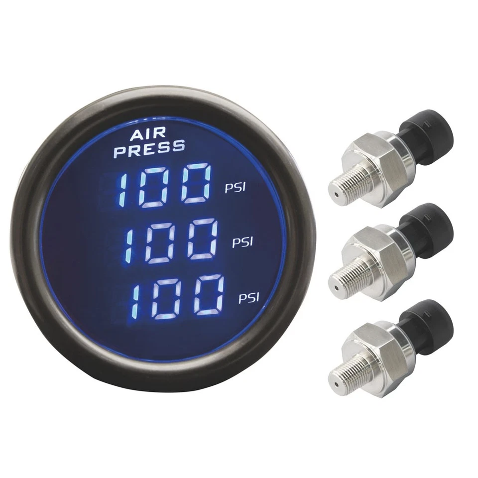 Medidor de presión de aire digital 52 mm 2" PSI azul LED kit de medidor de suspensión neumática Foto 2 de 4