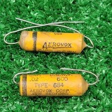 (2) Vtg Aerovox  0.02uF 600V Capacitor Retro Steampunk Industrial Design Part