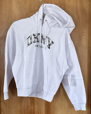 DKNY Women's Sport Varsity Camo Sparkle Logo Fleece Hooded Sweatshirt Size S NWT