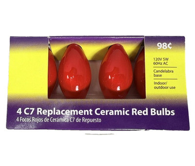 Light Keeper Pro Red C7 Christmas Light Bulbs Ceramic Solid 5W Replacement