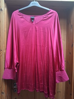 Bluse Satin U. Popken Selection V-Ausschnitt Gr.58/60