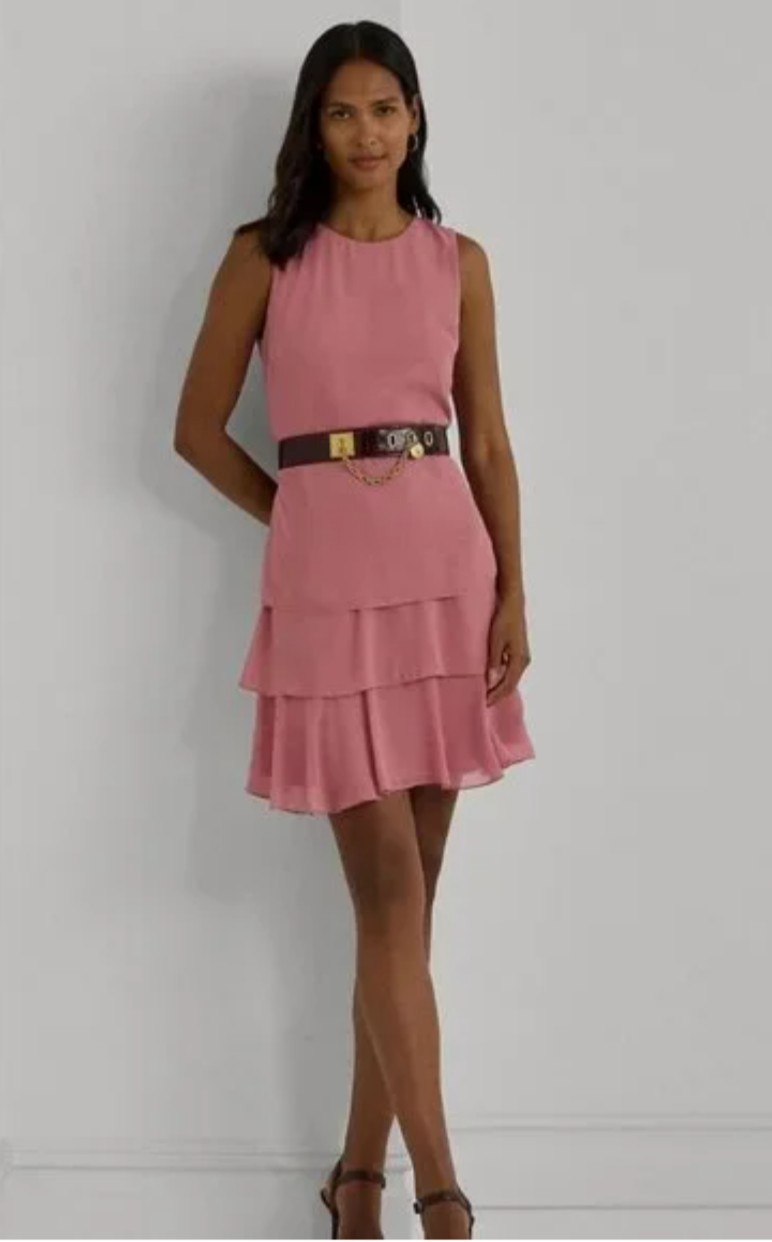 $135 NWT Lauren Ralph Lauren Women's Dress Sz 8 Women's Georgette Shift