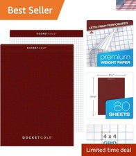 Docket Gold Graph Paper Pad 8.5"x11" 4x4 Grid  1/4" Narrow Ruled 6-Pack