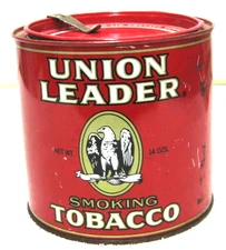 VINTAGE UNION LEADER SMOKING TOBACCO 14 OZ COLLECTIBLE TIN