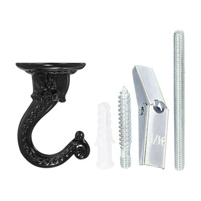2.2'' x 1.5'' Ceiling Hook, Orchid Swag Hooks with Hardware Mount, Black