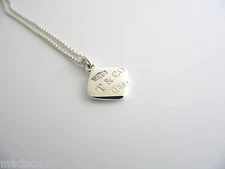 Tiffany & Co Silver 1837 Square Necklace Pendant Charm Chain Gift Love Statement