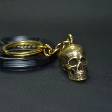 Vintage Brass Skull Pendant, Gothic Skull DIY Car Key Keychain Backpack pendant