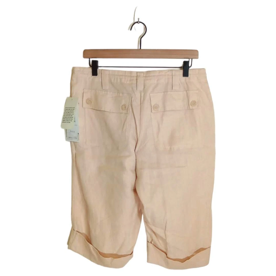 Capris de lino Allison Taylor tiro medio puños talla 6 nuevos con etiquetas Foto 3 de 4