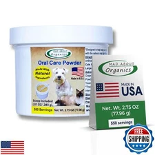 Mad About Organics Dog or Cat Oral Care Powder – Tartar and Plaque Remover, P