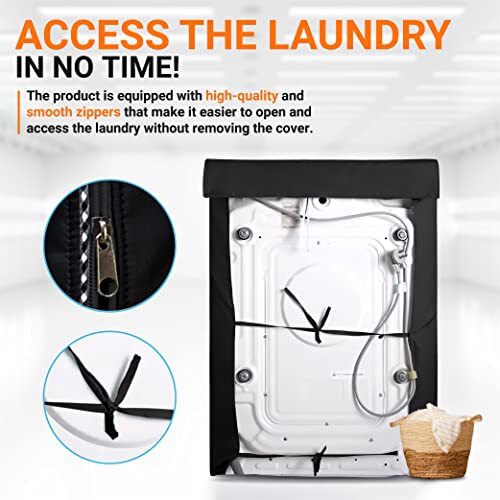 BlueStars 2-Pack Washer & Dryer Covers For Top Loaders - Waterproof, Dustproof, Sunproof - W29" D28" H43" - Comes With A Free Mesh Laundry Bag (Black) - View #6