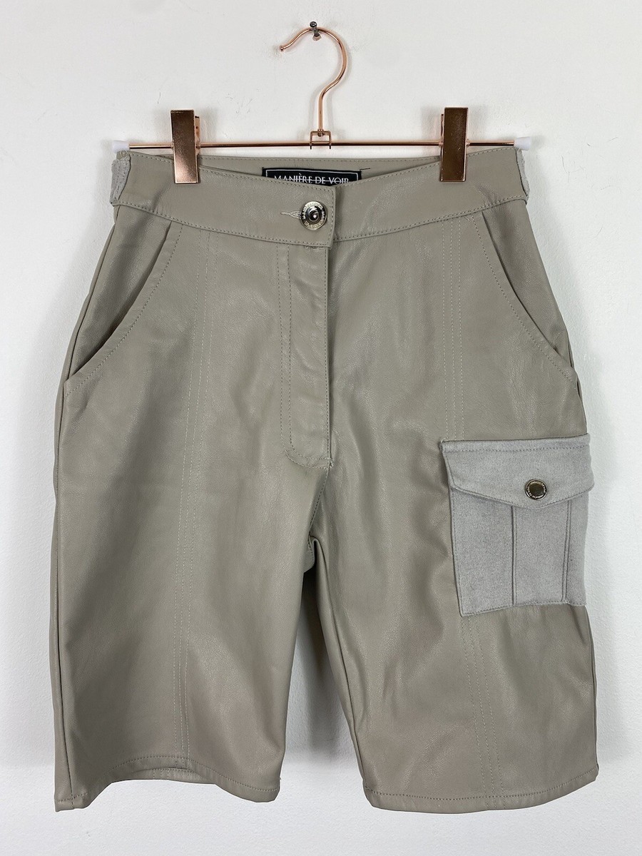 Maniere De Voir Shorts Womens Size UK Grey Beige Tailored Faux