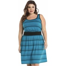 NWT Torrid Blue Black Stripes Pockets Sleeveless Jersey T Shirt Dress Size 4X