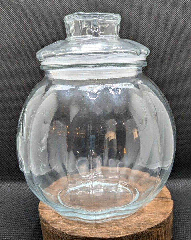 Vintage Libbey Glass Pumpkin Jar Halloween JackOLantern Lidded Candy