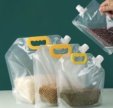 5pcs Cereals Sealed Bag, Fresh-keeping Bag, Transparent Kitchen Food Storage