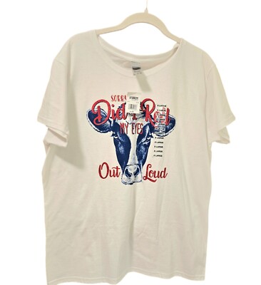 Womens Graphic t shirt cow Sorry Did I Roll my Eyes To Loud funny sz XL