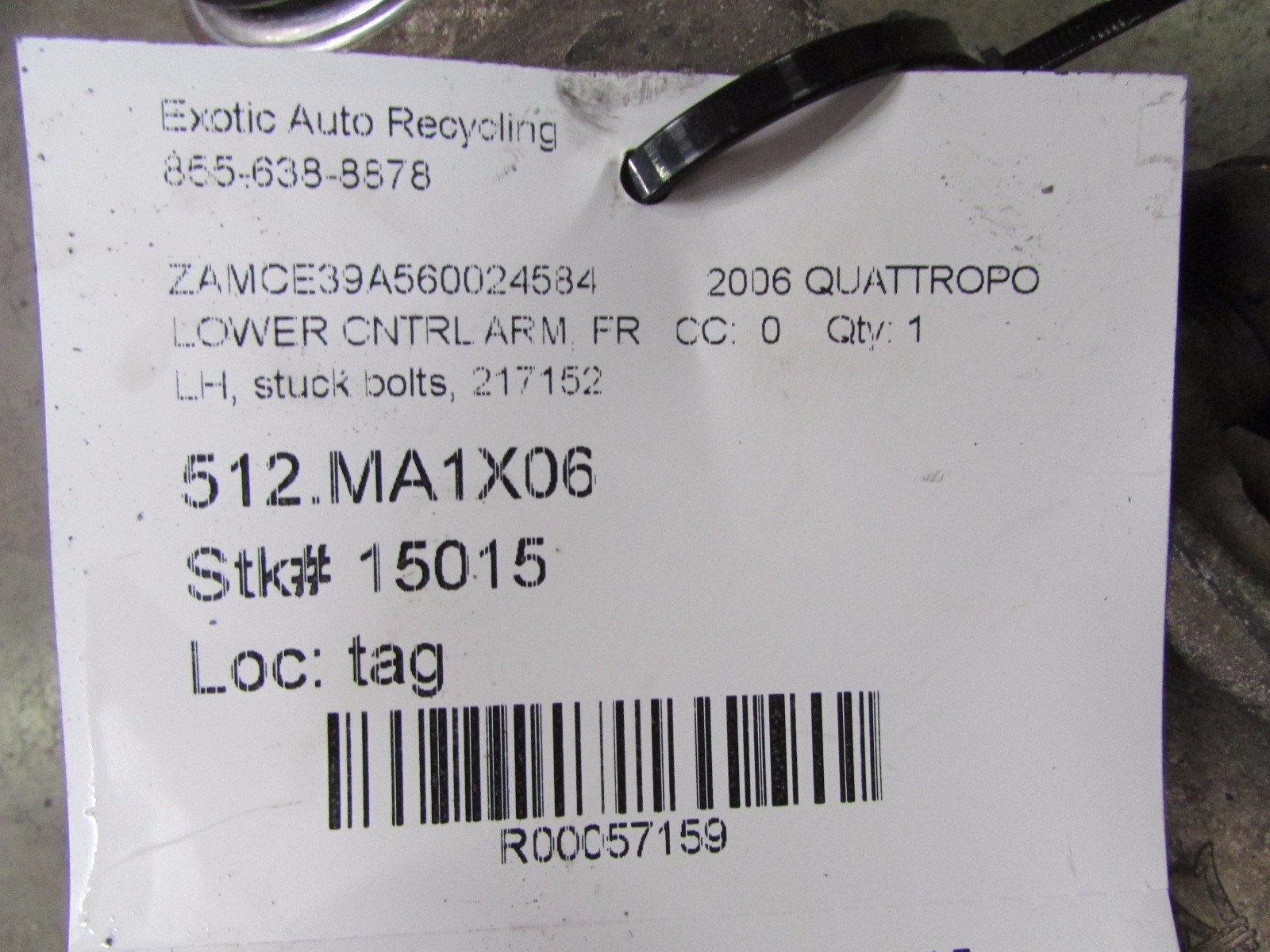 Maserati Quattroporte, LH, Left Front Lower Control Arm, Used, P/N 217152