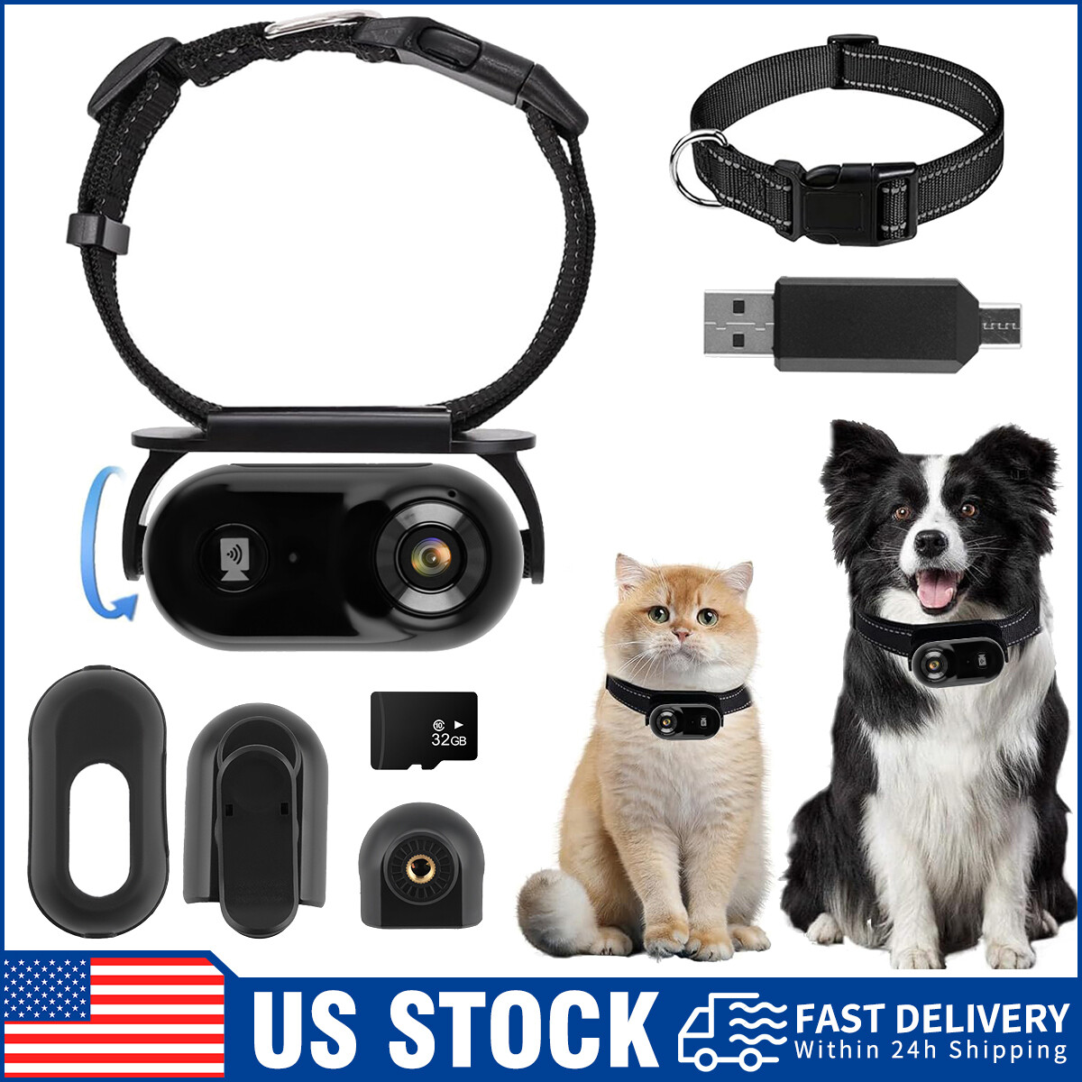 1080P Wireless Pet Collar Camera Recorder Cam Video Monitor Mini Sports Camera-image