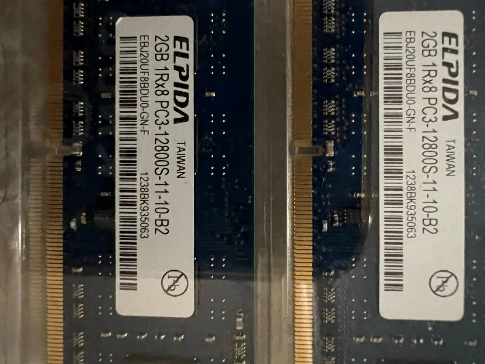 2X ELPIDA 2GB 1Rx8 PC3- 12800s-11-10-B2 -- EBJ20UF8BDU0-GN-F - Image 4 of 4