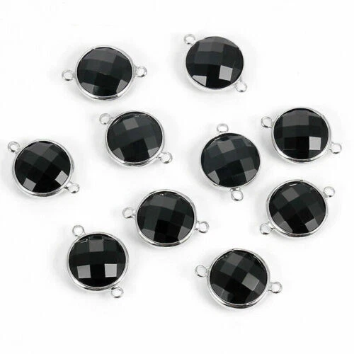 Black Glass Jewelry Connectors & Bails
