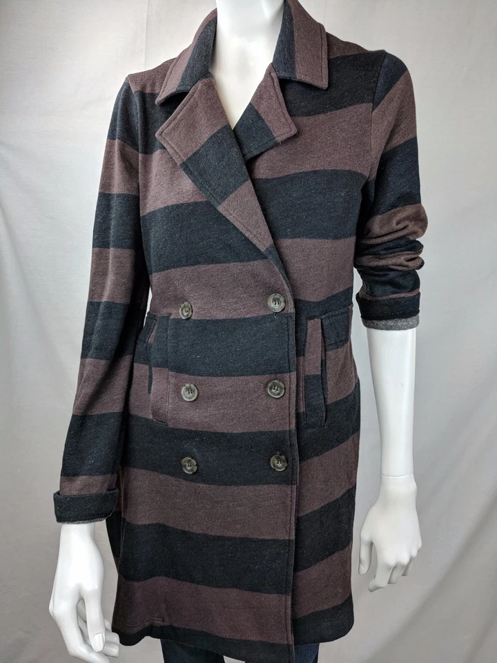 Jaqueta casaco listrado SPLENDID FEMININA LONGA mistura de algodão peito duplo tamanho M - Imagem 2 de 4