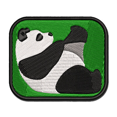 Funny Panda Putting on Black Socks Multi-Color Embroidered Iron-On Patch
