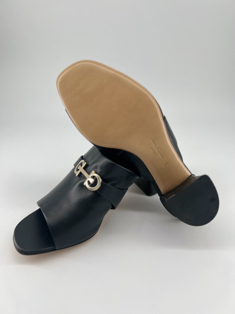 Ferragamo Ornella Double Gancini Mules in Black | eBay