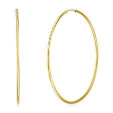 Wellingsale 14k Yellow Gold 1.5mm Endless Classic Hoop Earrings (60 x 60 mm)