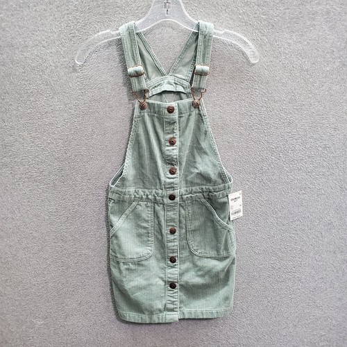 Oshkosh Girl Dress 10 Green Corduroy Overalls NWT