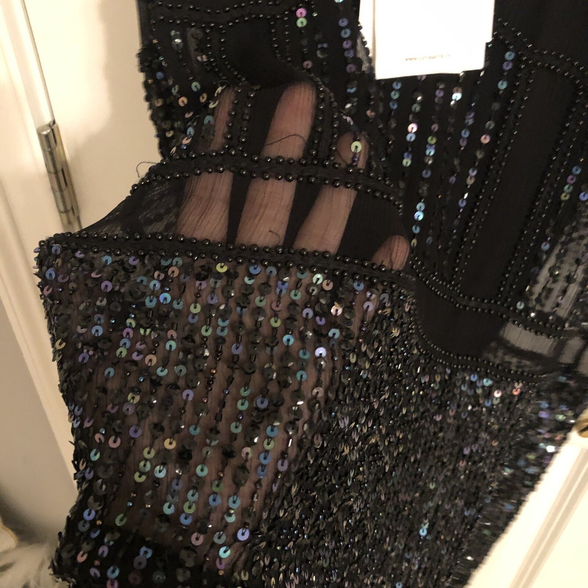 Antik Batik Black Sequin Beaded Embroidery Mesh Overlay Dress | eBay Antik Batik Black Sequin Beaded Embroidery Mesh Overlay Dress | eBay