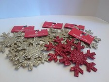 Set Of 10 Glitter Star Gold and Red Ornaments