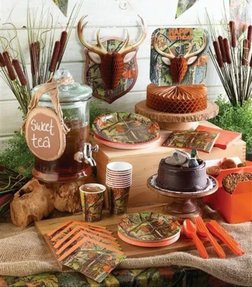 HAPPY BIRTHDAY HUNTING HONEYCOMB CENTERPIECE DEER CAMOUFLAGE CAMO PARTY DECOR - Image 2 of 2
