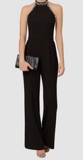 Papell Studio Women's Black Knit Embellished Crepe Jumpsuit Petite Size 8P