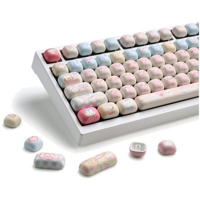 Cute Pink Kitten Custom Keycaps - Waterproof Dye Sub PBT MOG