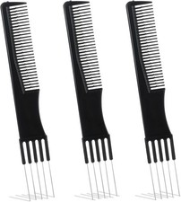 3Pcs Pick Combs for Women, Double-Head Teasing Comb with Metal Prong Lift Comb T