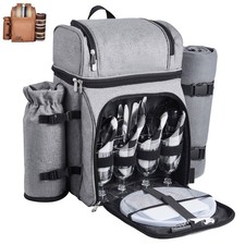 Beach Picnic Backpack Bag for 4 Person with Cooler Compartment All in One Pack