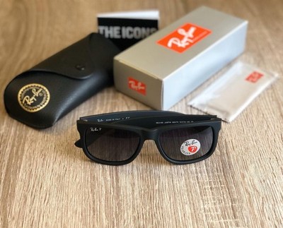 New Ray-Ban Justin RB4165 54MM Black Grey Gradient Polarized Sunglasses
