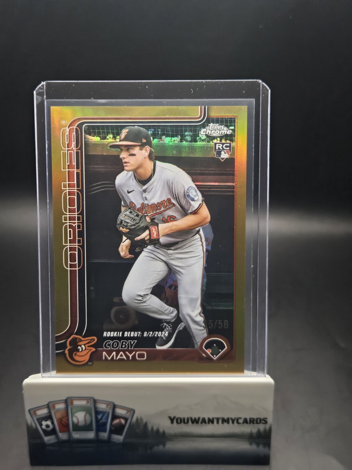 2025 Topps Chrome Update Coby Mayo RC Rookie Debut Gold 35/50 Orioles