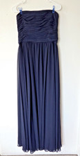 Vera Wang Formal Prom Wedding Chiffon Long Maxi Gown Dark Navy Blue Strapless 12