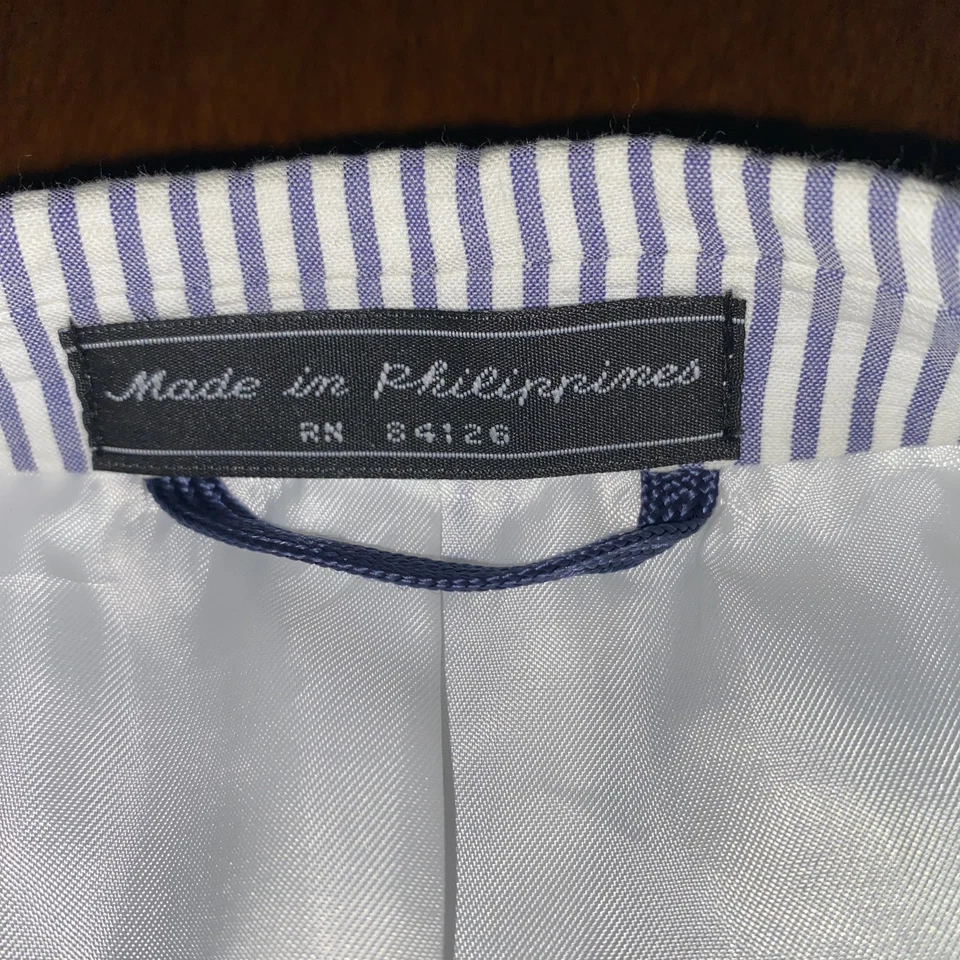 Haspel Seersucker Suit Two Piece Blue Stripes 44 S Jacket Pants 34W/30L - Image 4 of 4