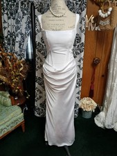 Modern White Mermaid Corset Draped Ruching Waist Wedding Dress Size 4